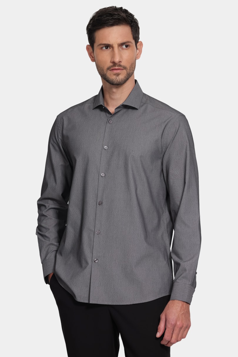 Camisa Manga Longa Algodão Misto Chumbo