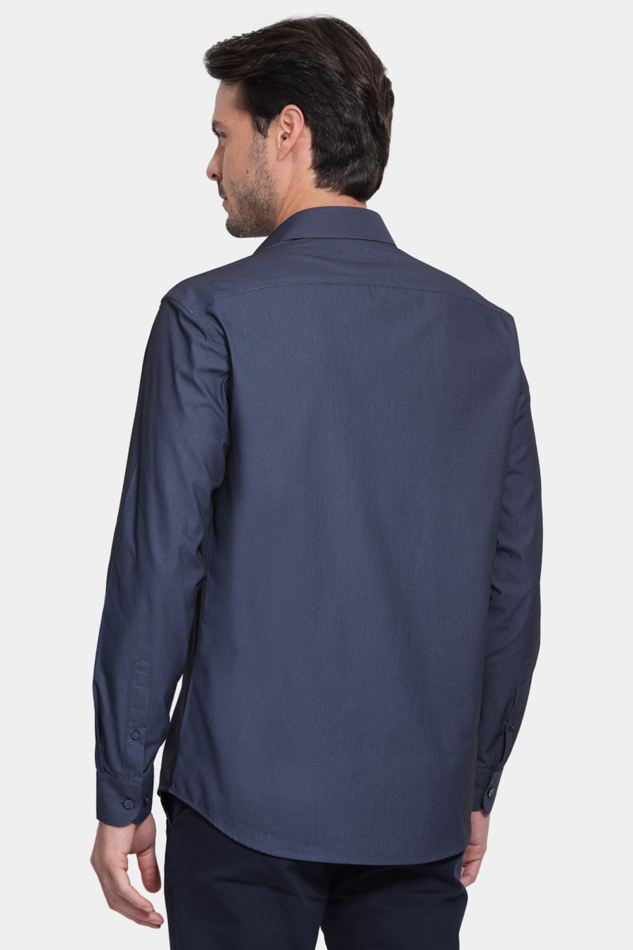 Camisa Manga Longa Algodão Misto Marinho — foto 4 de 7