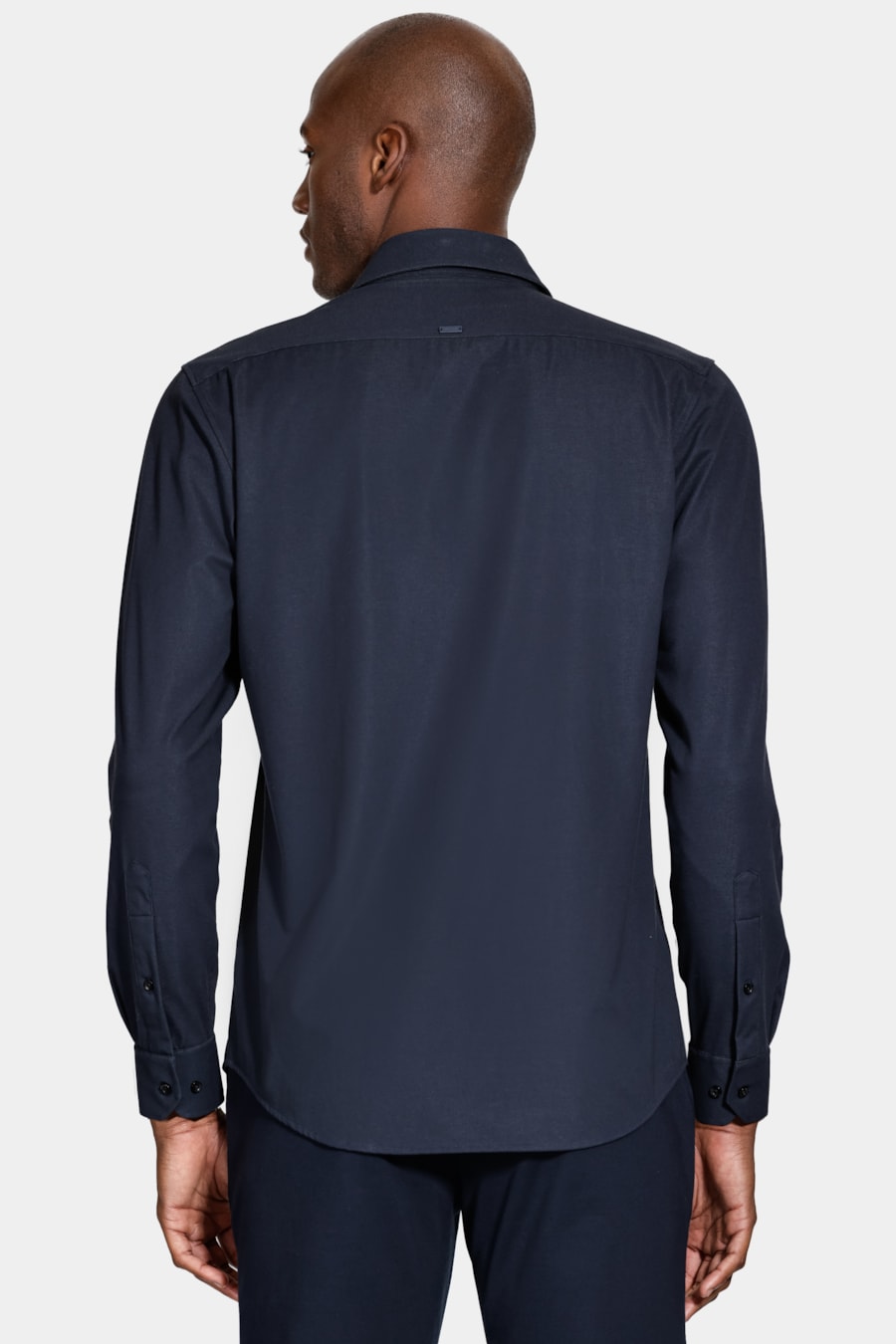 Camisa Manga Longa Algodão Piquet Mercerizada Marinho — foto 4 de 5