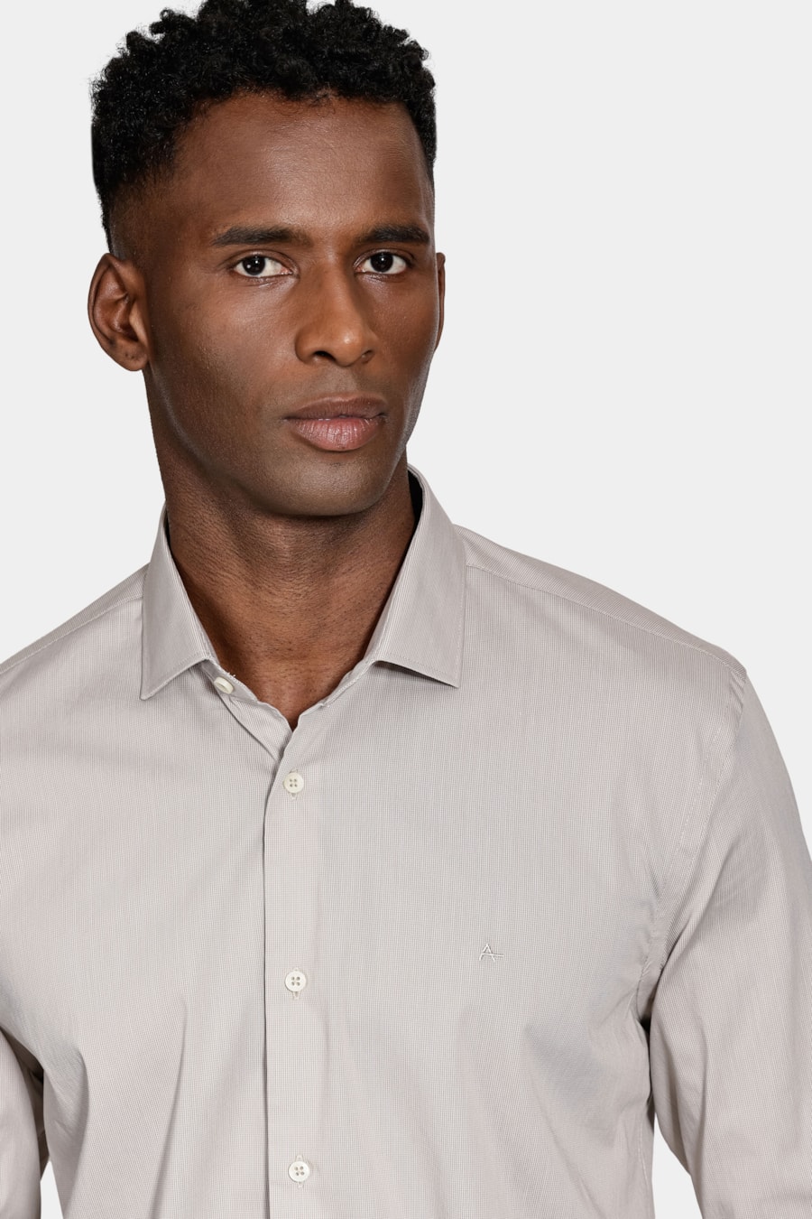 Camisa Manga Longa Algodão Tech Xadrez Caqui / Branco — foto 3 de 6