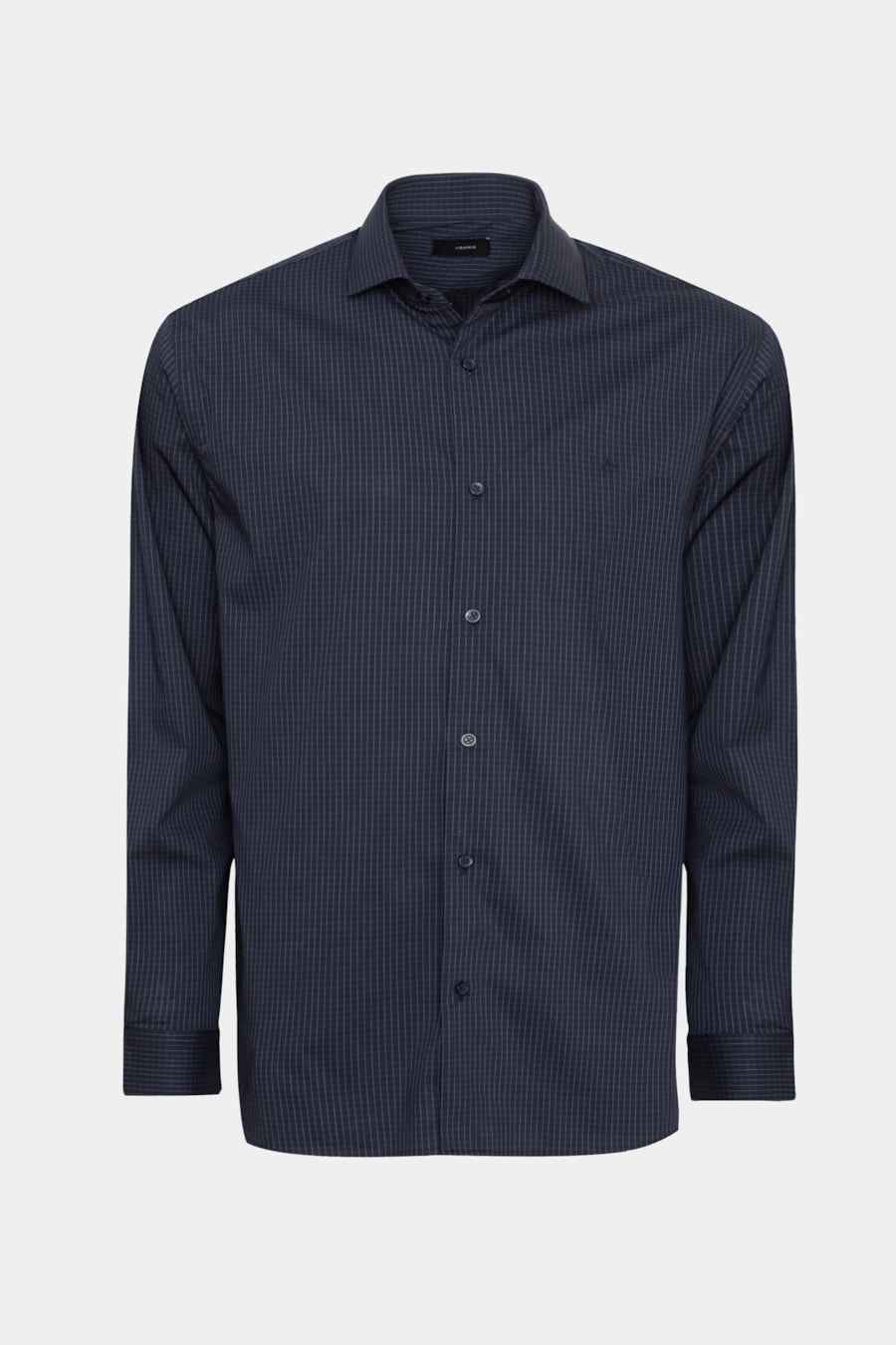 Camisa Manga Longa Algodão Tech Xadrez Marinho C/ Azul Jeans — foto 5 de 6