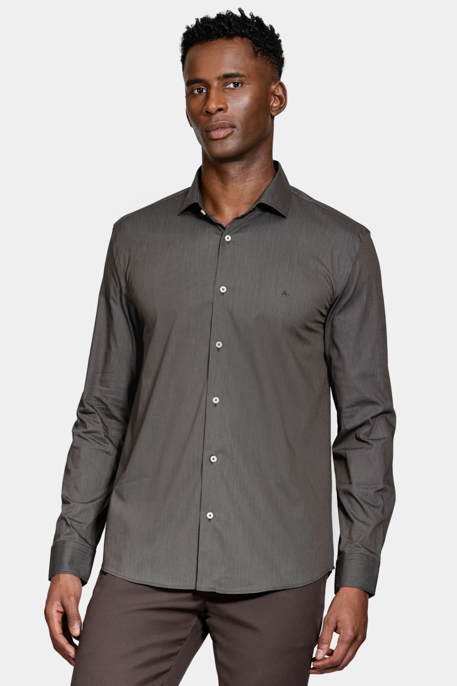 Camisa Manga Longa Algodão Tech Xadrez Preto C/ Caqui — foto 1 de 6