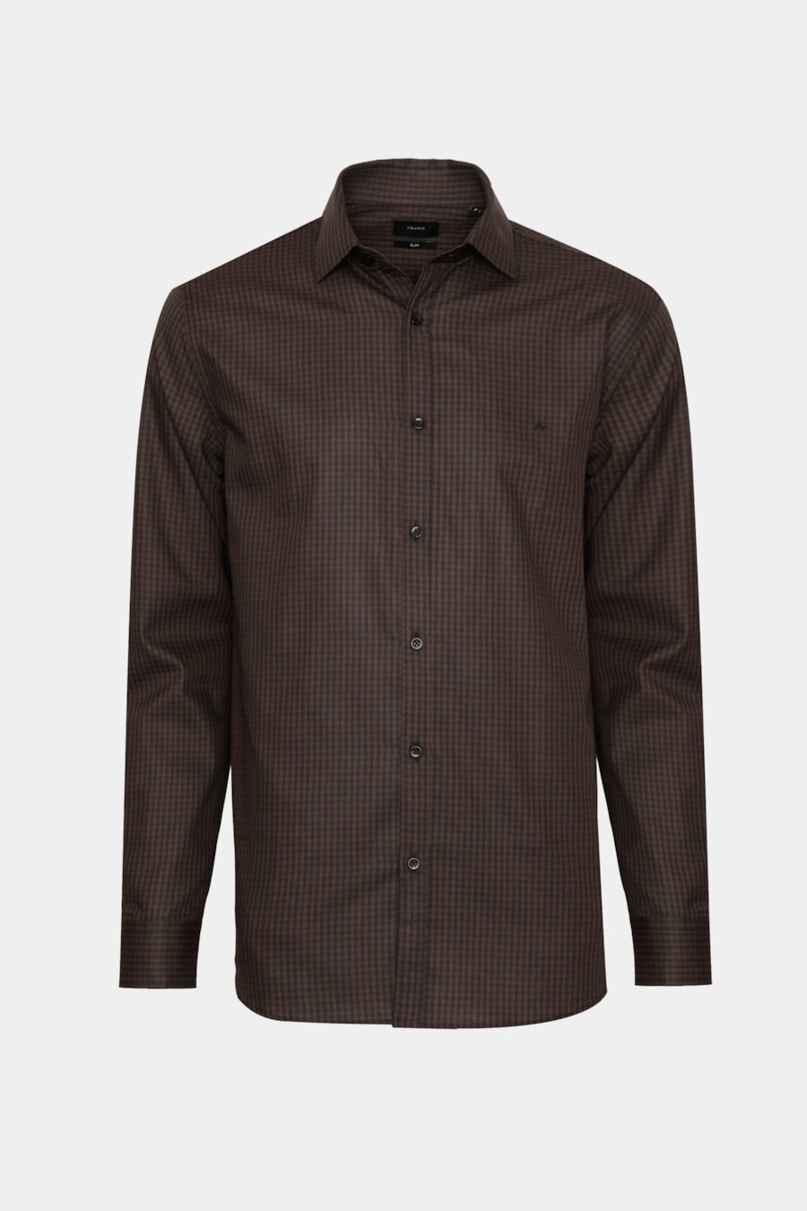 Camisa Manga Longa Algodão Xadrez Vichy Café Com Preto — foto 5 de 6