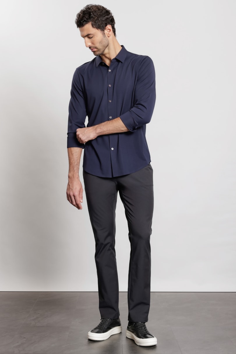 Camisa Manga Longa Bonded Toque de Seda Marinho