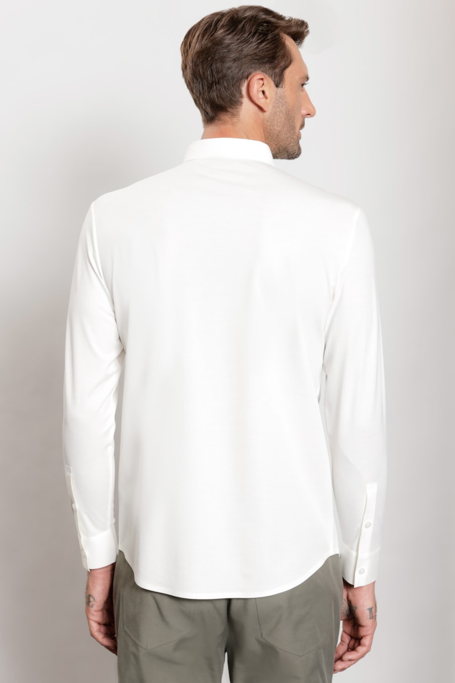 Camisa Manga Longa Bonded Toque de Seda Off White — foto 5 de 6