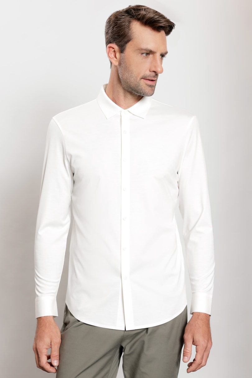 Camisa Manga Longa Bonded Toque de Seda Off White
