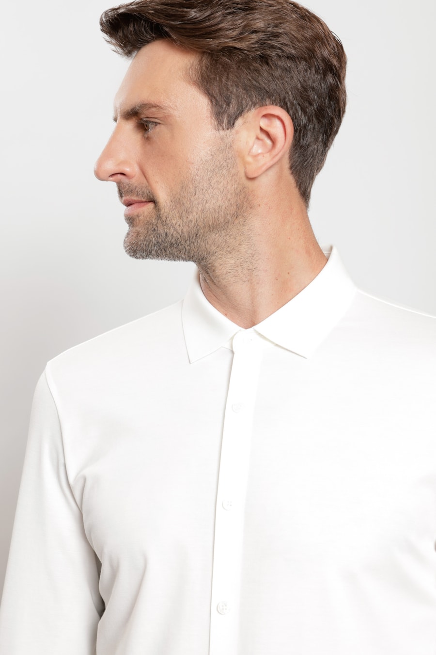 Camisa Manga Longa Bonded Toque de Seda Off White — foto 3 de 6