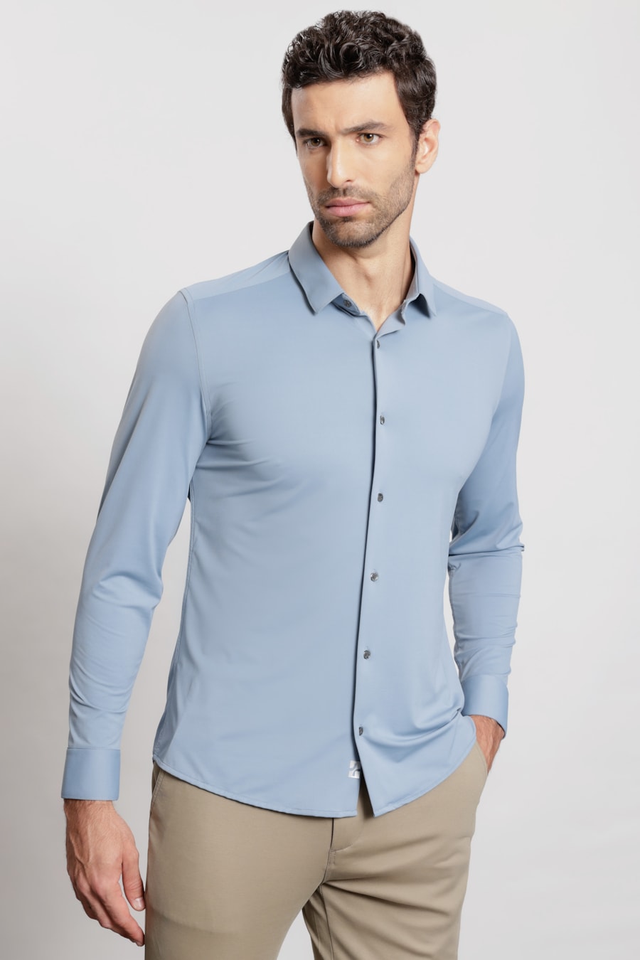 Camisa Manga Longa Classic Everyday Azul Neblina — foto 1 de 5