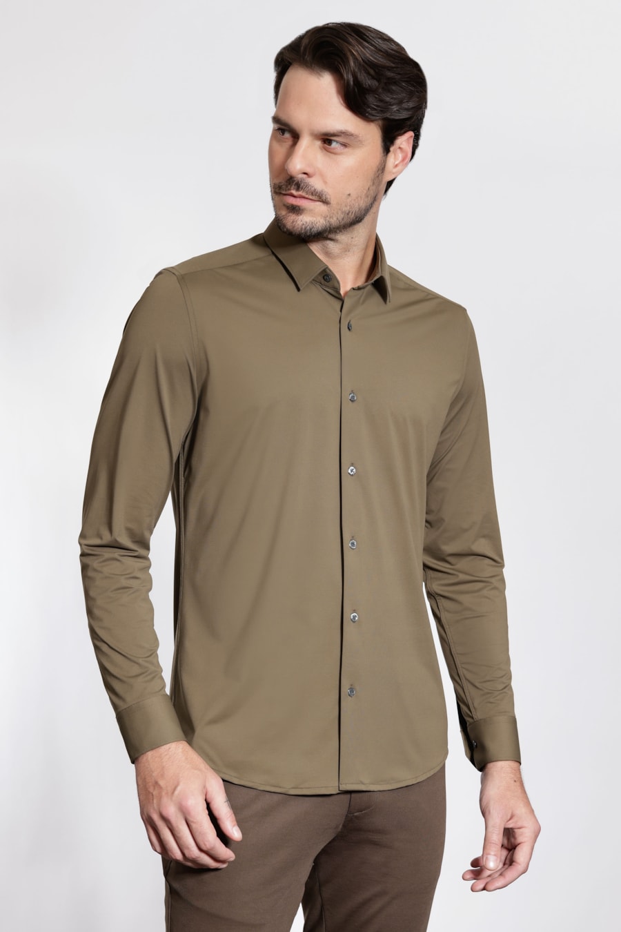 Camisa Manga Longa Classic Everyday Verde Militar — foto 1 de 5