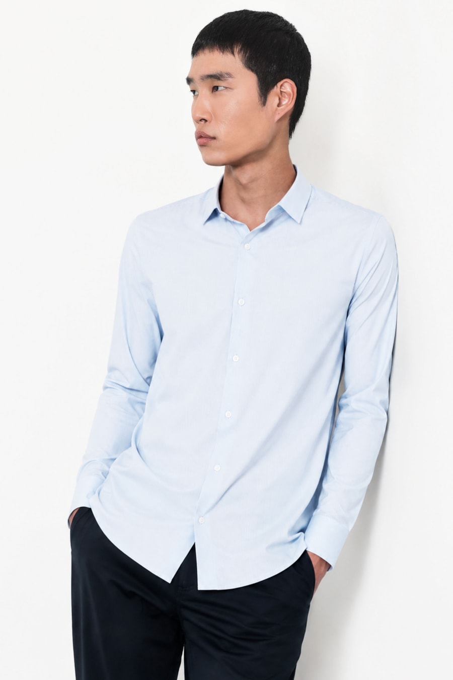 Camisa Manga Longa Classic Stripe Azul Claro — foto 1 de 6
