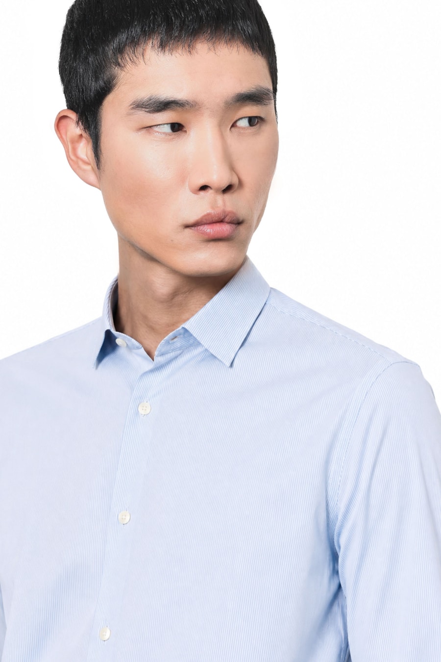 Camisa Manga Longa Classic Stripe Azul Claro — foto 3 de 6