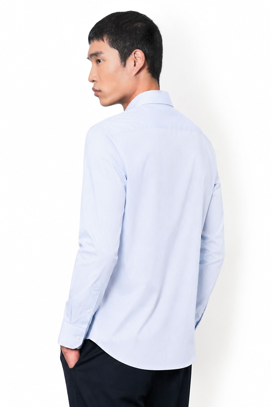 Camisa Manga Longa Classic Stripe Azul Claro — foto 4 de 6