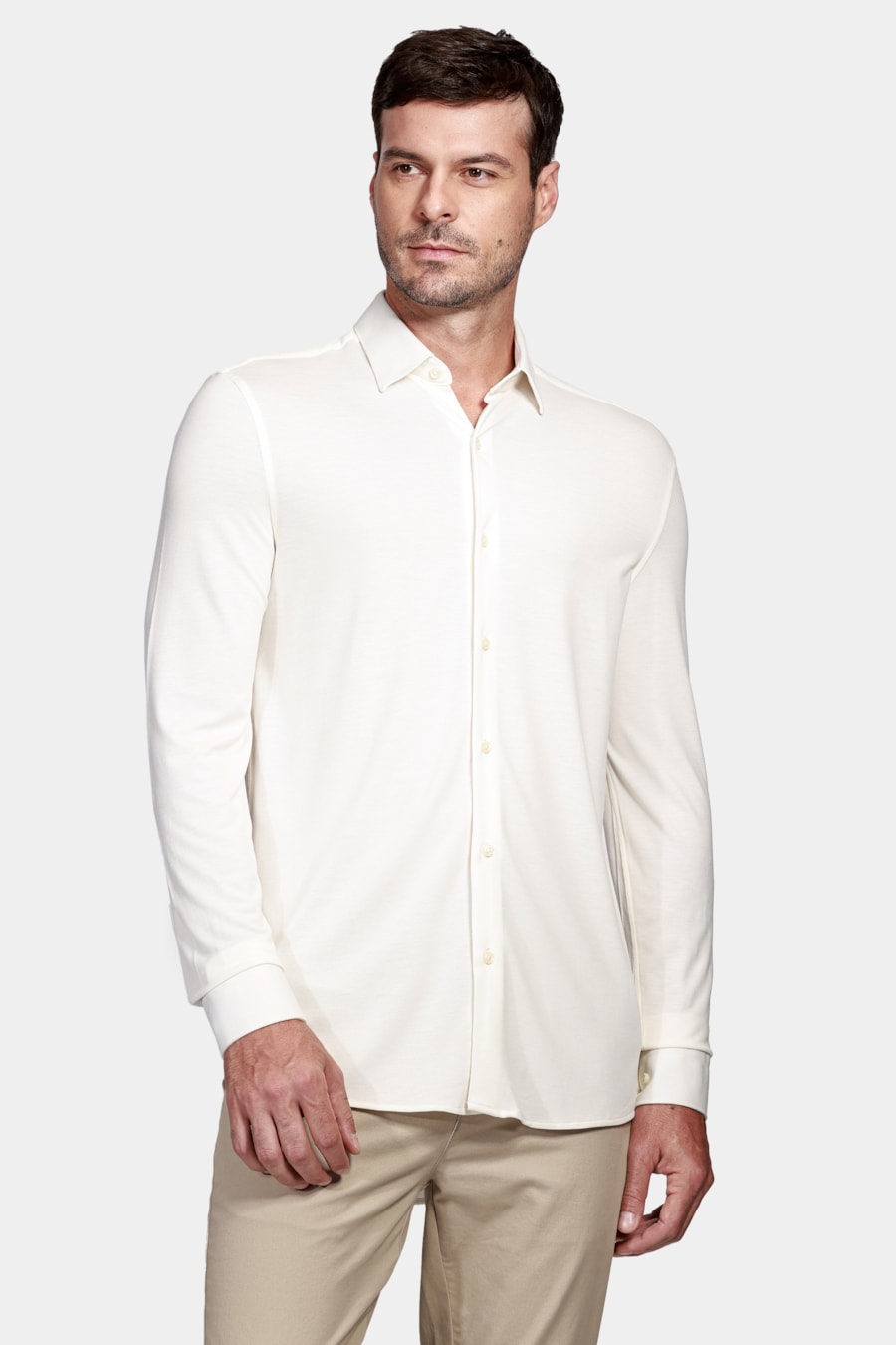 Camisa Manga Longa Cosmo Regular Malha Liquid Repeller Off White — foto 1 de 4