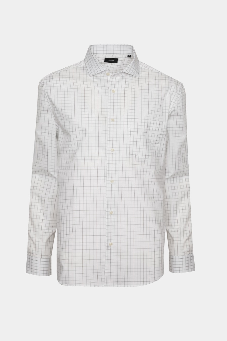 Camisa Manga Longa Cosmo Regular Mini Xadrez Branco C/Caqui — foto 5 de 6