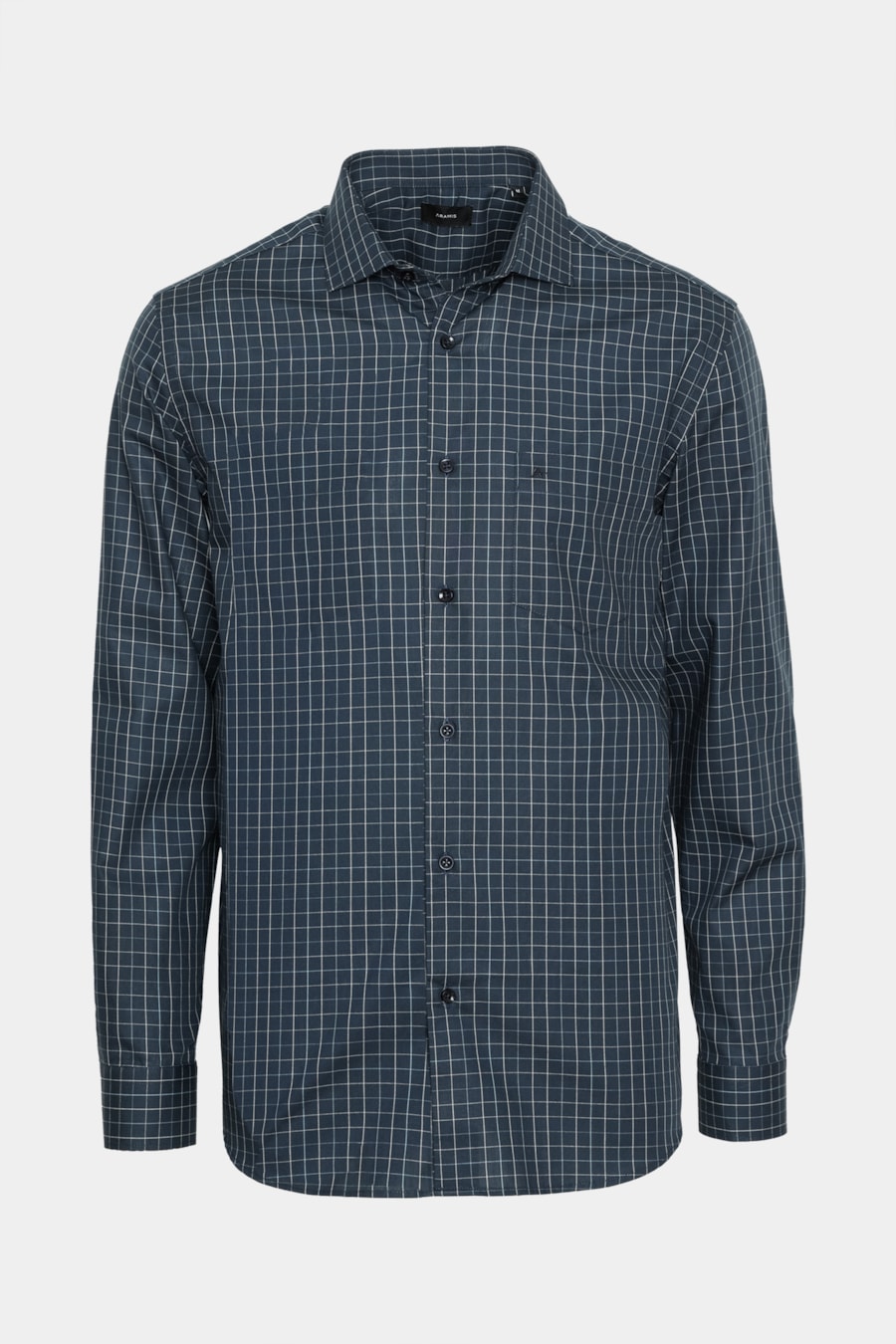 Camisa Manga Longa Cosmo Regular Mini Xadrez Marinho C/Cinza — foto 5 de 6