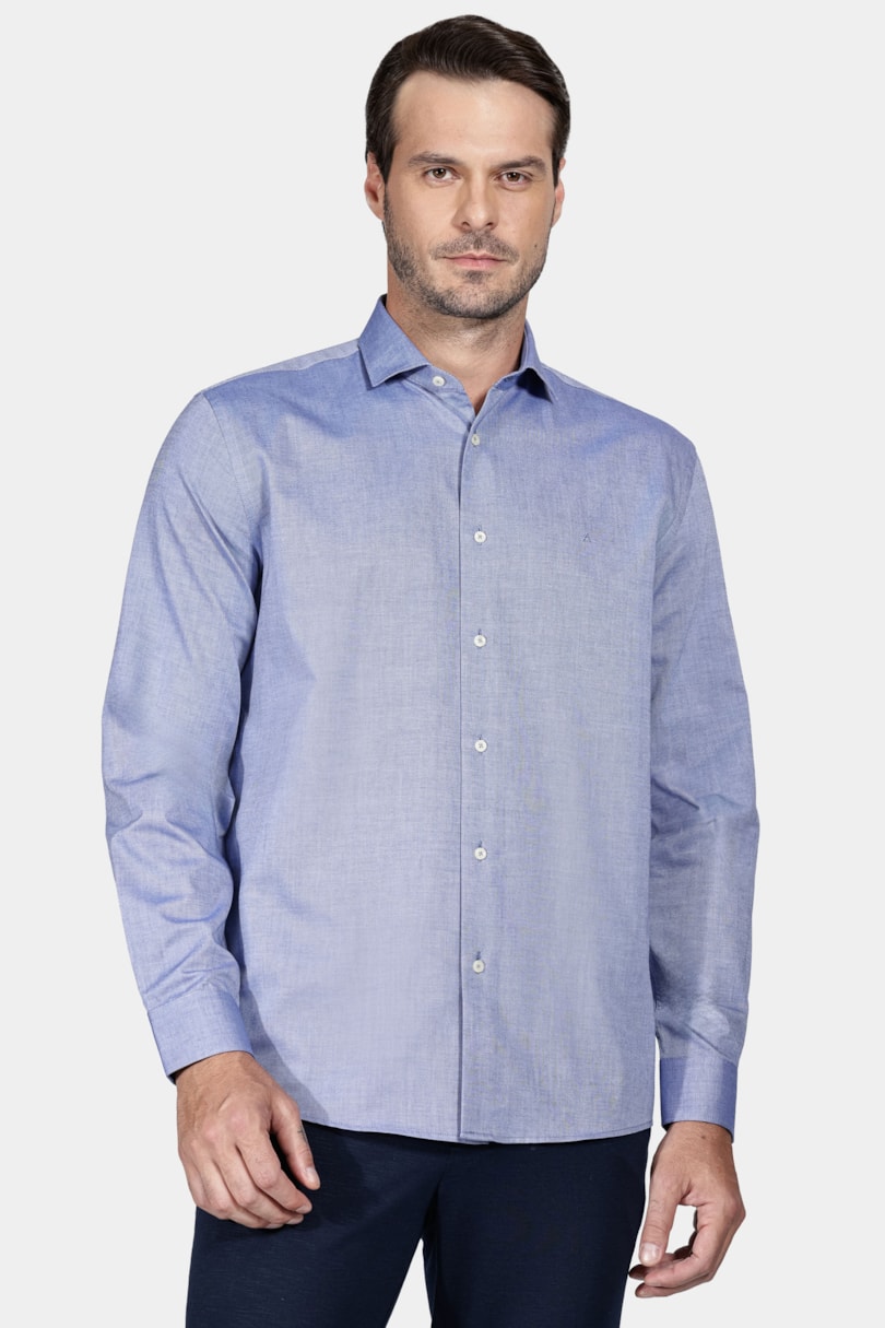 Camisa Manga Longa Cosmo Regular Oxford Azul