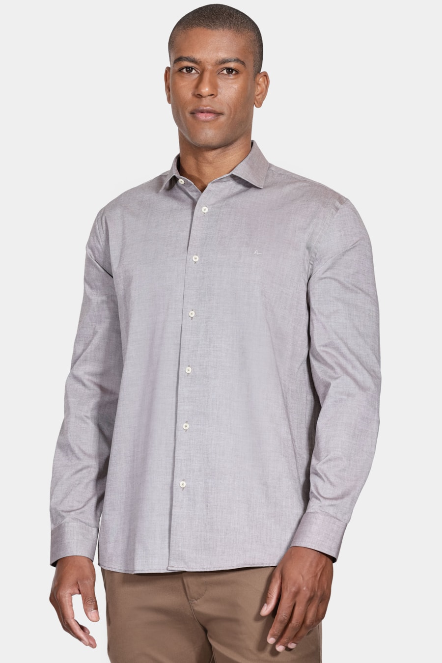 Camisa Manga Longa Cosmo Regular Oxford Marrom — foto 1 de 5
