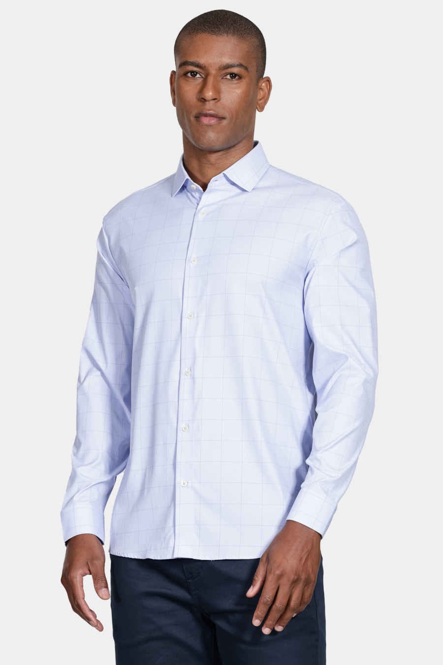 Camisa Manga Longa Cosmo Regular Tech Flex Maxi Xadrez Azul Com Marinho — foto 1 de 5