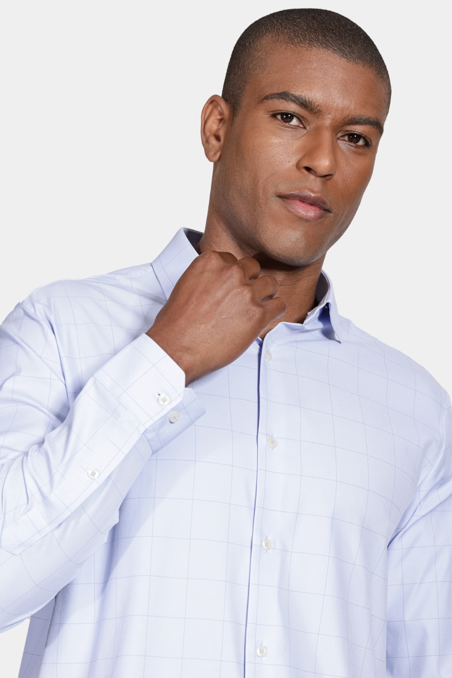 Camisa Manga Longa Cosmo Regular Tech Flex Maxi Xadrez Azul Com Marinho — foto 3 de 5