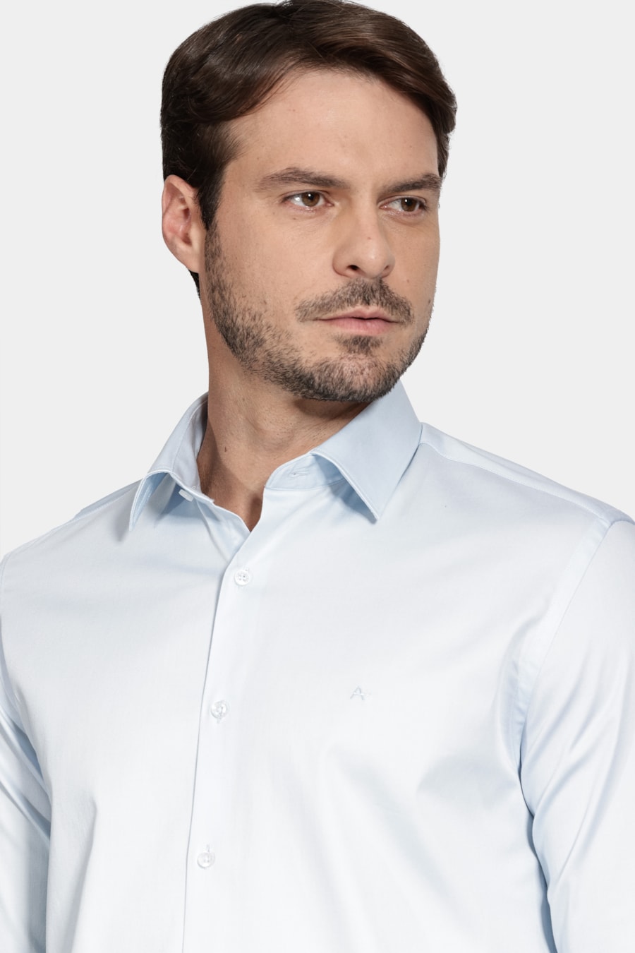 Camisa Manga Longa Cosmo Slim Cetim Com Elastano Hudson Azul Bebe — foto 3 de 5
