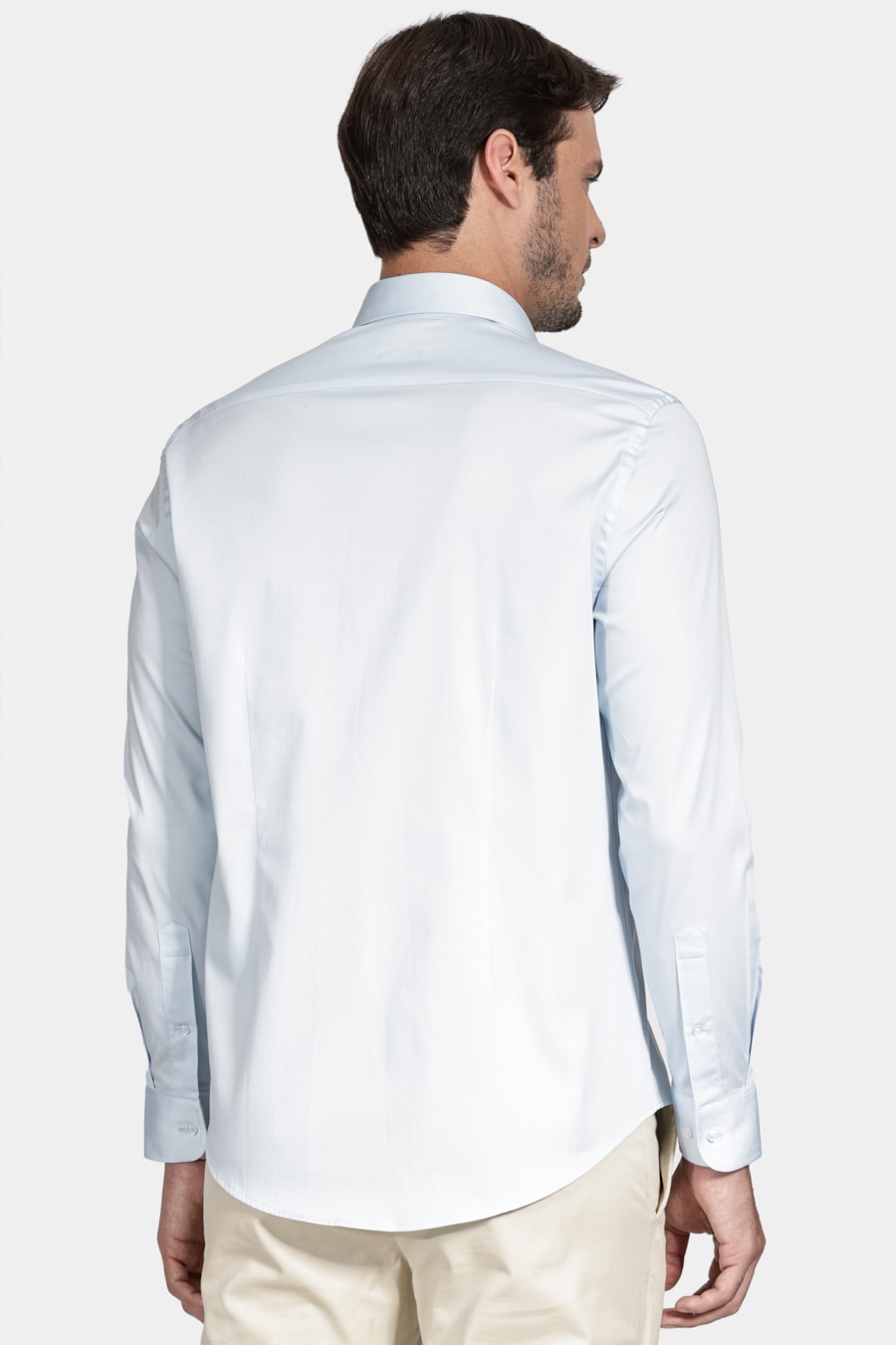 Camisa Manga Longa Cosmo Slim Cetim Com Elastano Hudson Azul Bebe — foto 4 de 5