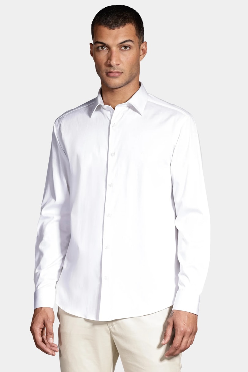 Camisa Manga Longa Cosmo Slim Cetim Com Elastano Hudson Branco