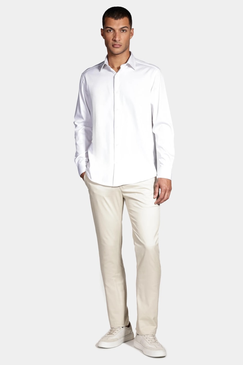 Camisa Manga Longa Cosmo Slim Cetim Com Elastano Hudson Branco