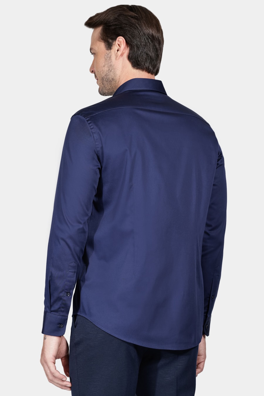 Camisa Manga Longa Cosmo Slim Cetim Com Elastano Hudson Marinho — foto 4 de 6