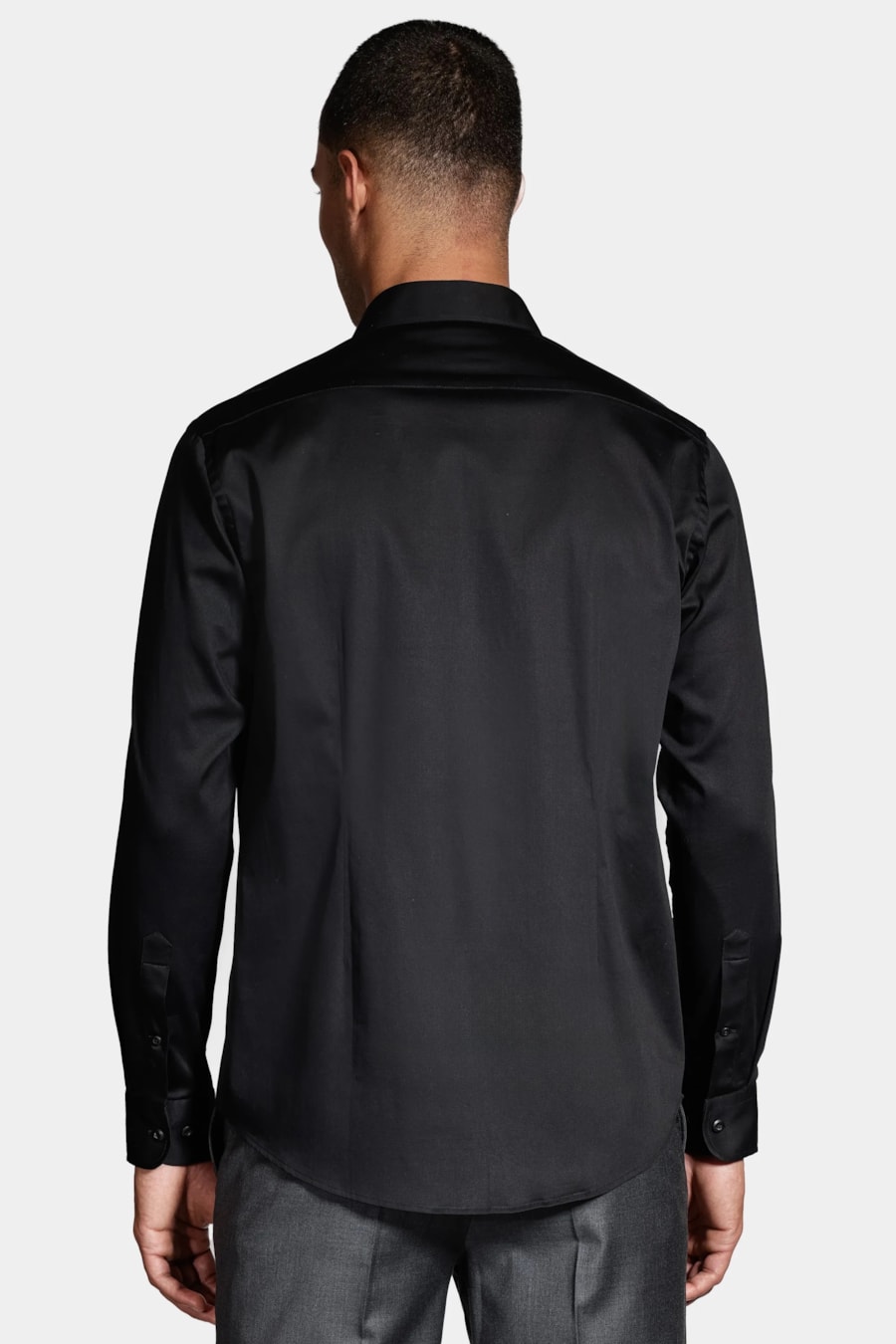 Camisa Manga Longa Cosmo Slim Cetim Com Elastano Hudson Preto — foto 4 de 5