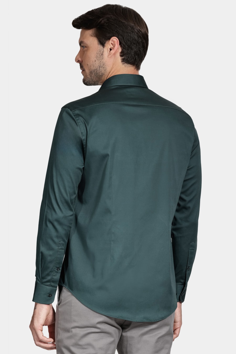 Camisa Manga Longa Cosmo Slim Cetim Com Elastano Hudson Verde Escuro — foto 4 de 5