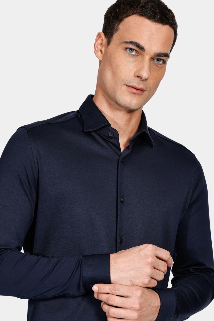 Camisa Manga Longa Cosmo Slim em Algodão Supima Marinho — foto 3 de 6