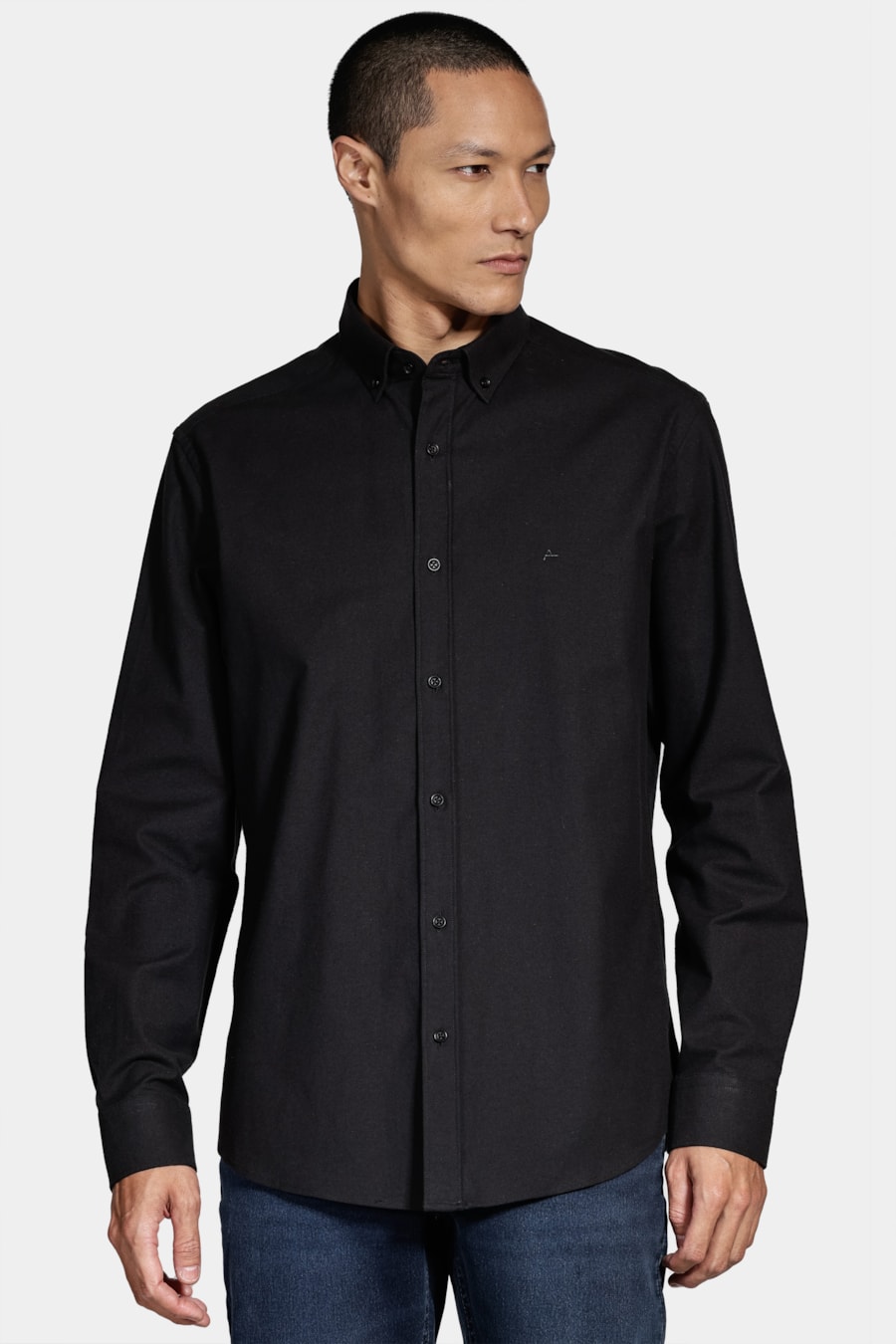 Camisa Manga Longa Cosmo Slim Oxford Stretch Button Down Preto — foto 1 de 6
