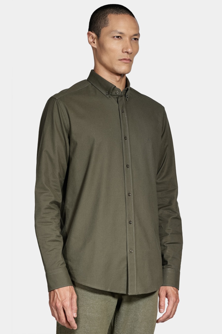 Camisa Manga Longa Cosmo Slim Oxford Stretch Button Down Verde — foto 1 de 5