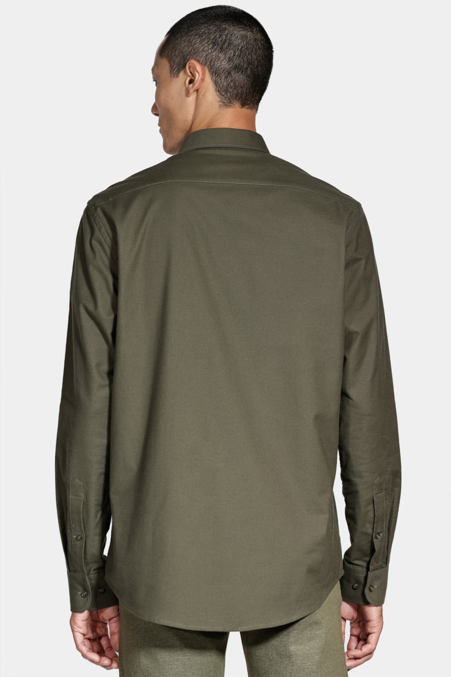 Camisa Manga Longa Cosmo Slim Oxford Stretch Button Down Verde — foto 4 de 5