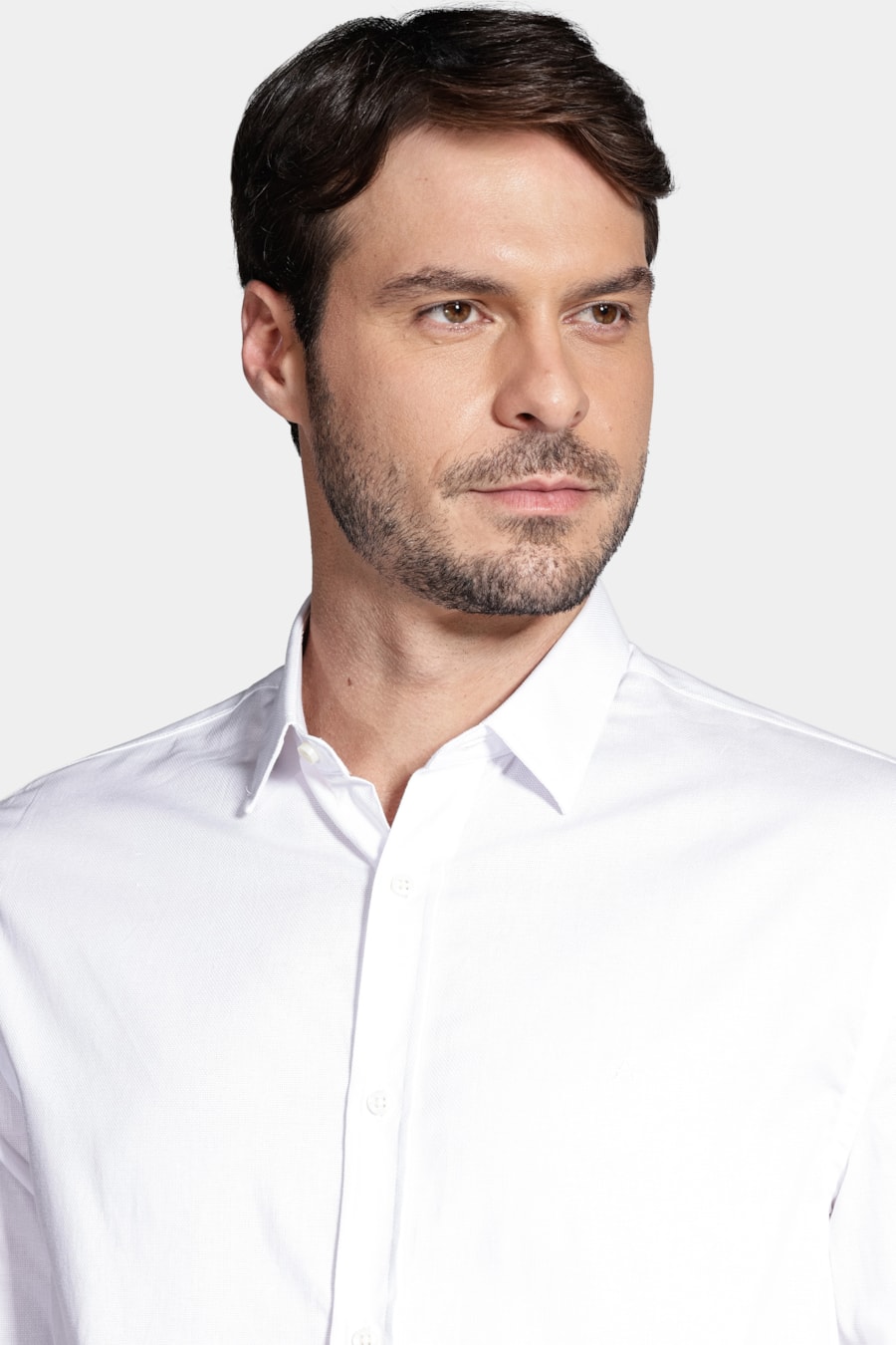 Camisa Manga Longa Cosmo Slim Stretch Maquinetada Lisa Branco — foto 3 de 6