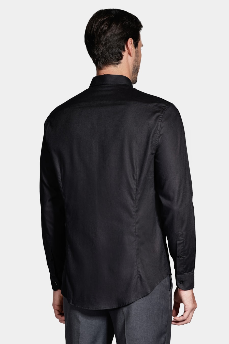Camisa Manga Longa Cosmo Slim Stretch Maquinetada Lisa Preto — foto 4 de 5