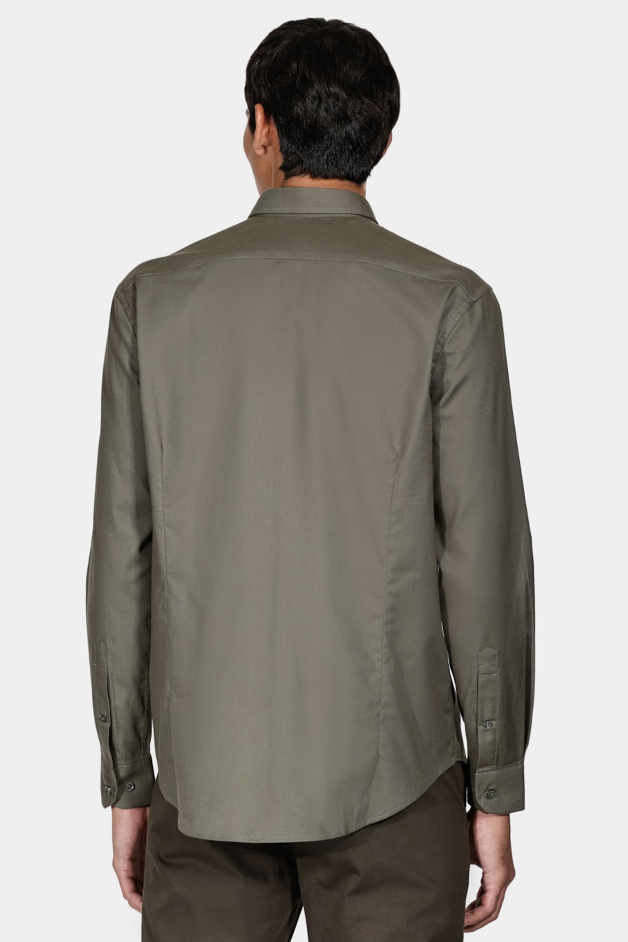 Camisa Manga Longa Cosmo Slim Stretch Maquinetada Lisa Verde — foto 4 de 5