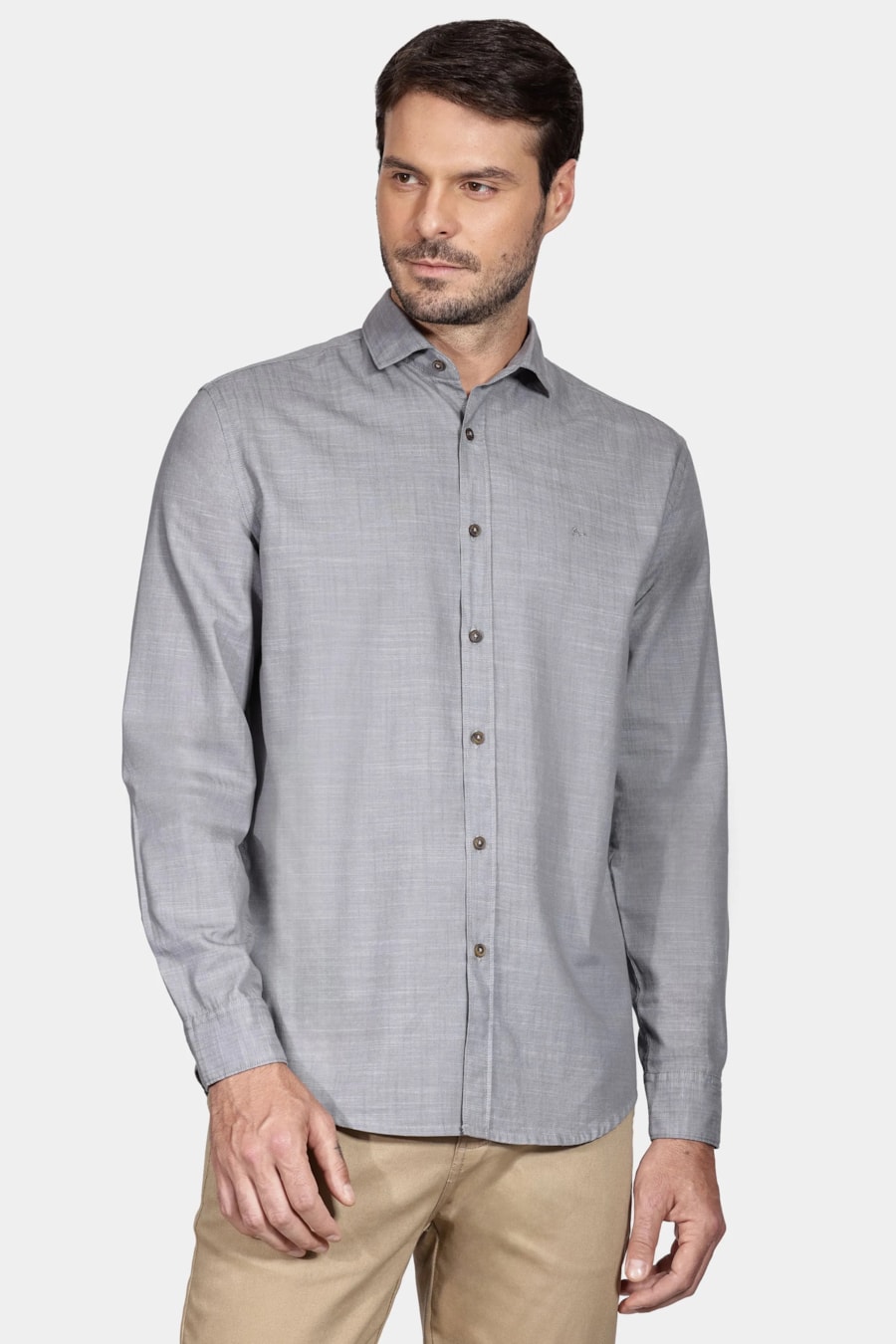 Camisa Manga Longa Denim Like Cinza — foto 1 de 5