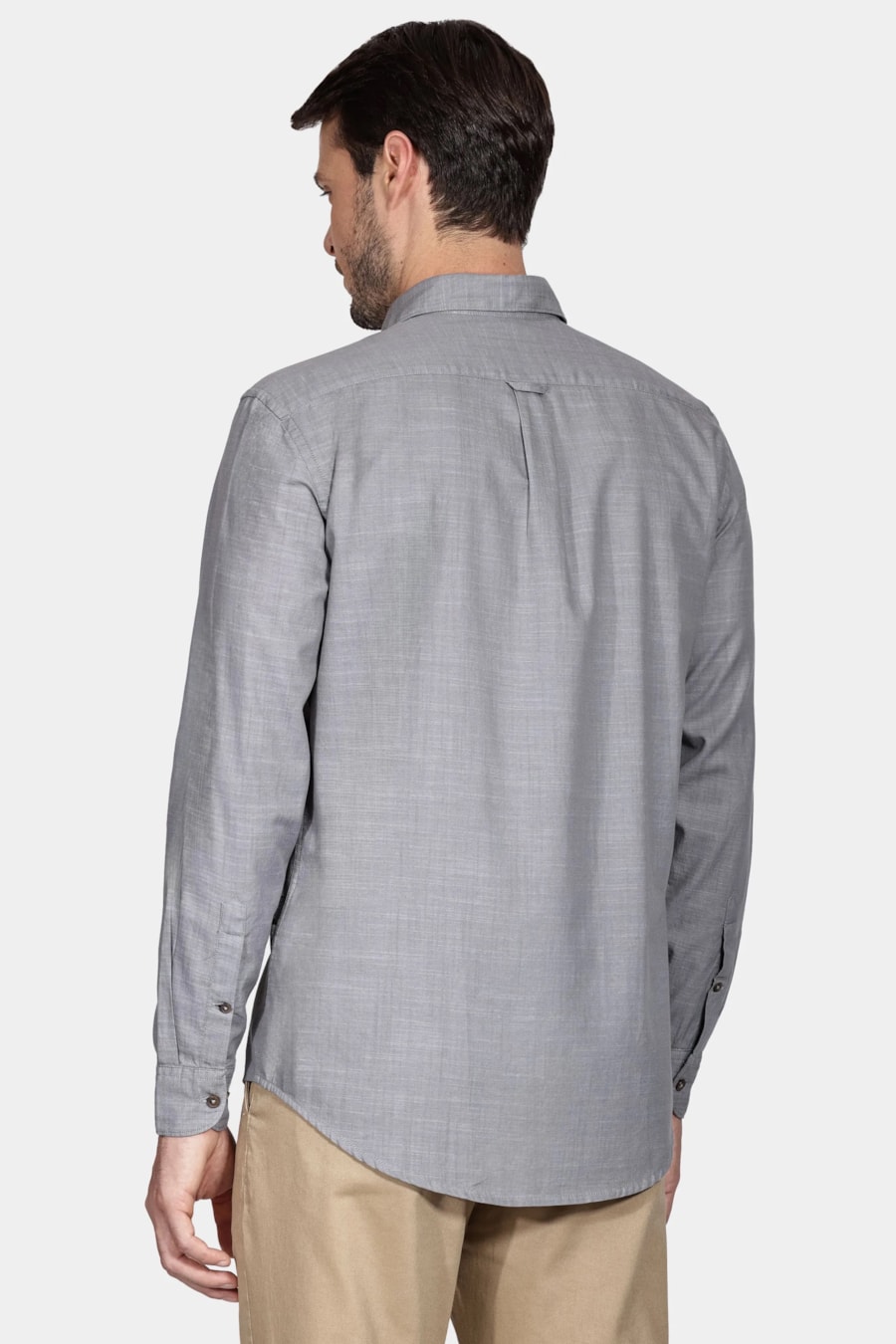 Camisa Manga Longa Denim Like Cinza — foto 4 de 5