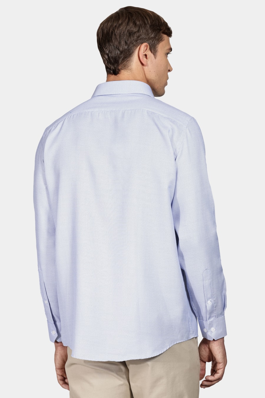 Camisa Manga Longa em Tricoline Maquinetada Azul — foto 4 de 5