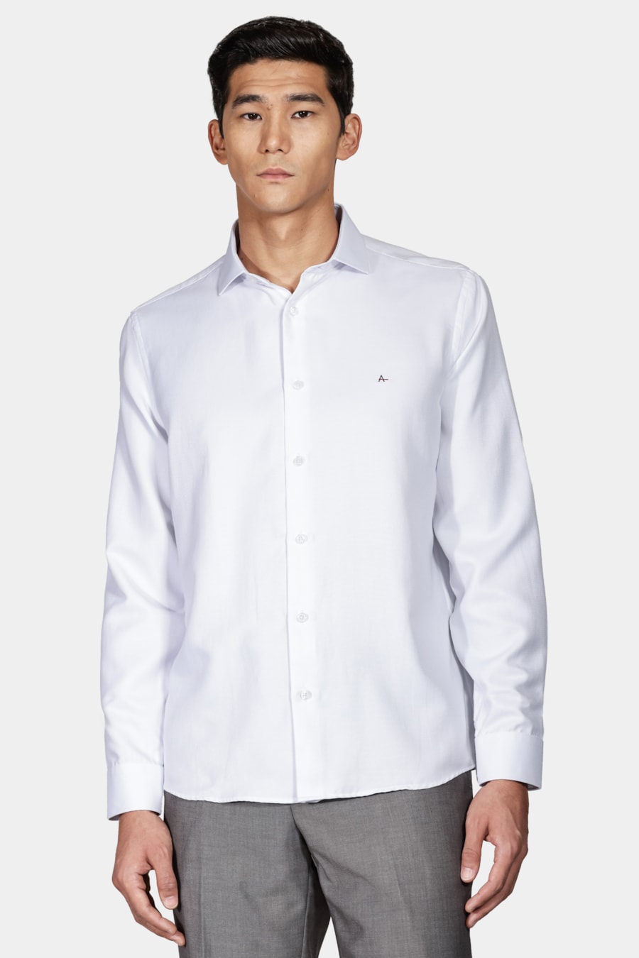 Camisa Manga Longa em Tricoline Maquinetada Branco — foto 1 de 5