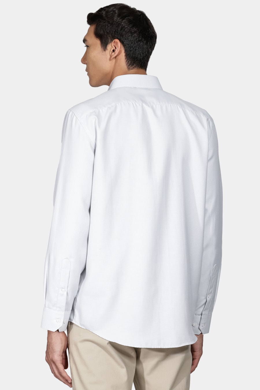 Camisa Manga Longa em Tricoline Maquinetada Cinza — foto 4 de 5