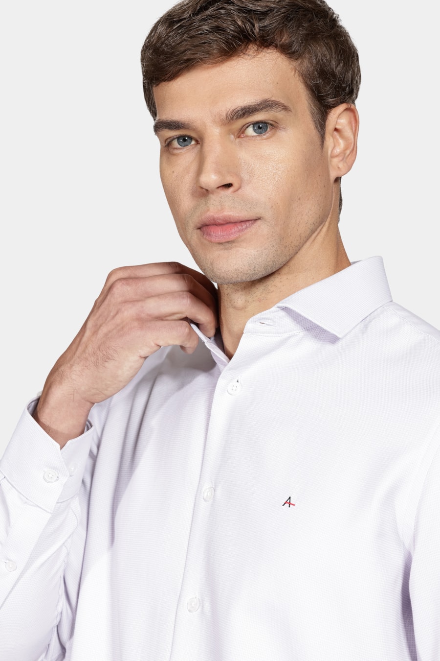Camisa Manga Longa em Tricoline Maquinetada Lilás — foto 3 de 5