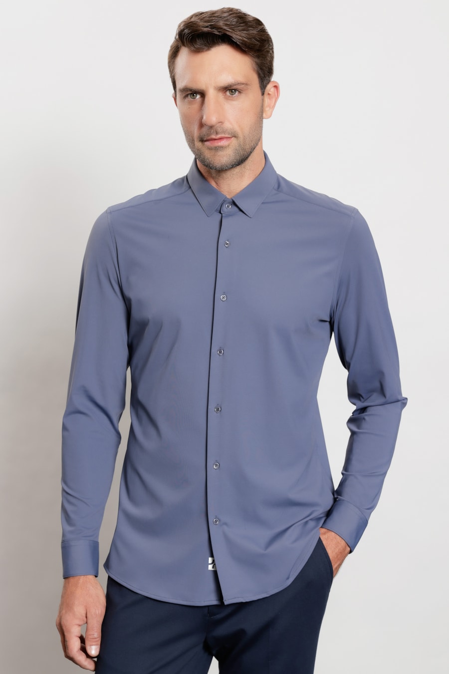 Camisa Manga Longa Flex Grid Azul Oceano — foto 1 de 5