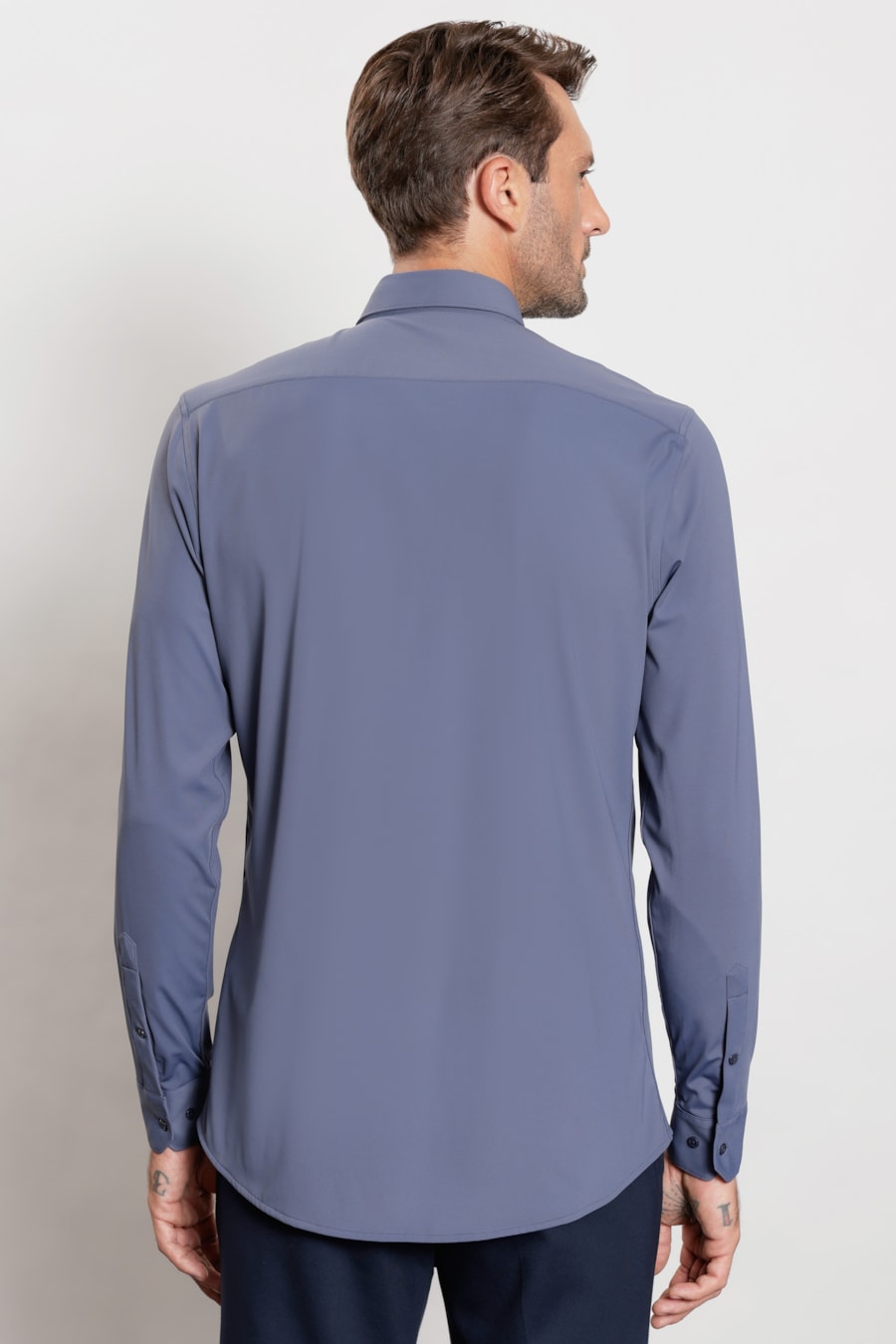 Camisa Manga Longa Flex Grid Azul Oceano — foto 4 de 5