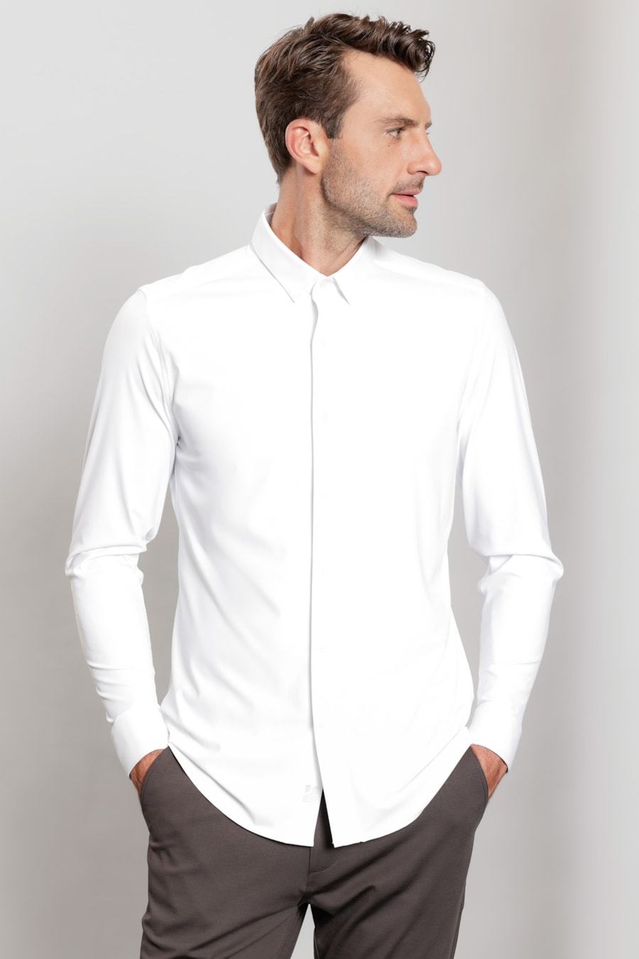 Camisa Manga Longa Flex Grid Branco — foto 1 de 5