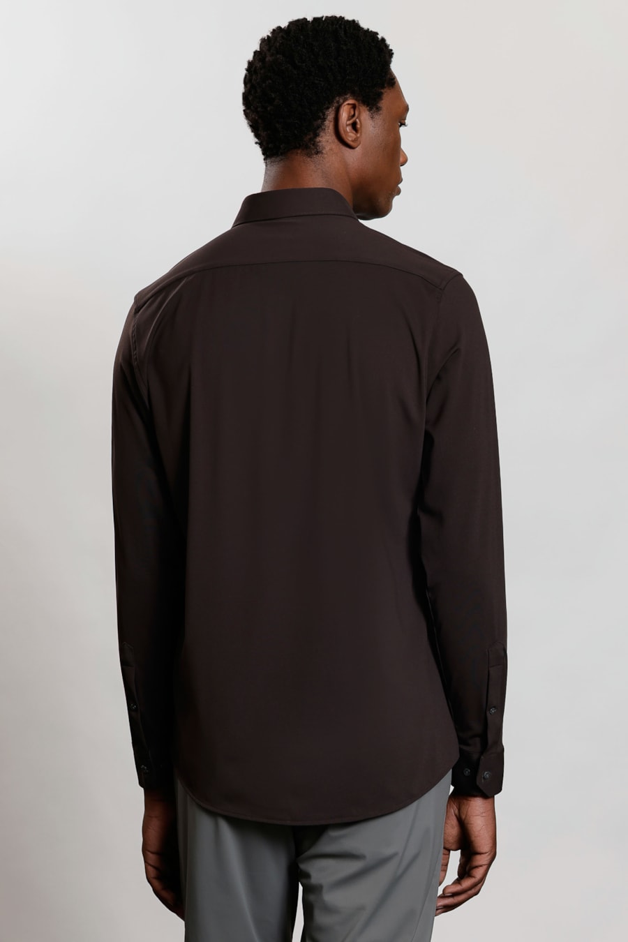 Camisa Manga Longa Flex Grid Chocolate — foto 4 de 5