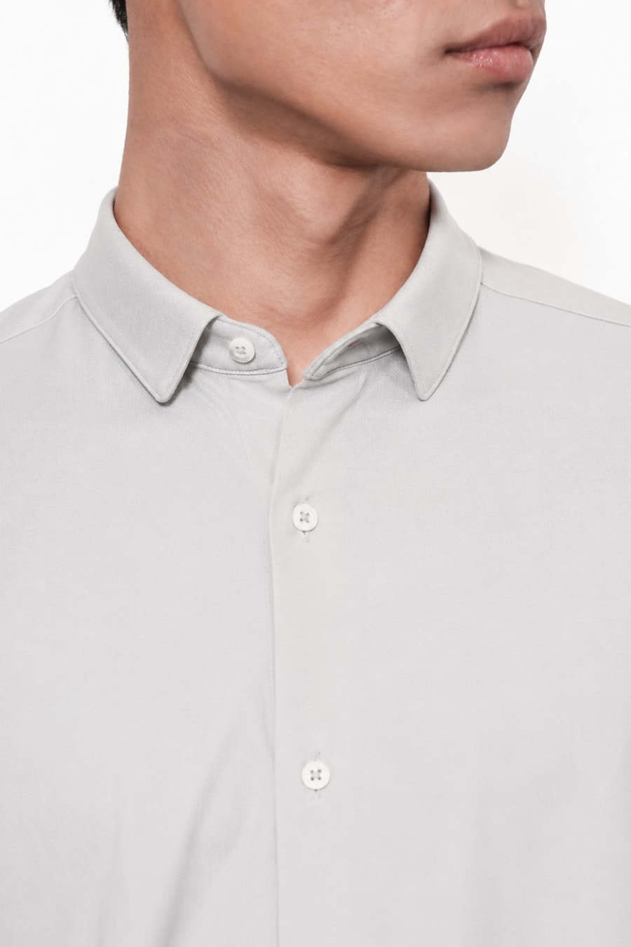 Camisa Manga Longa Flex Grid Cinza Claro — foto 3 de 5