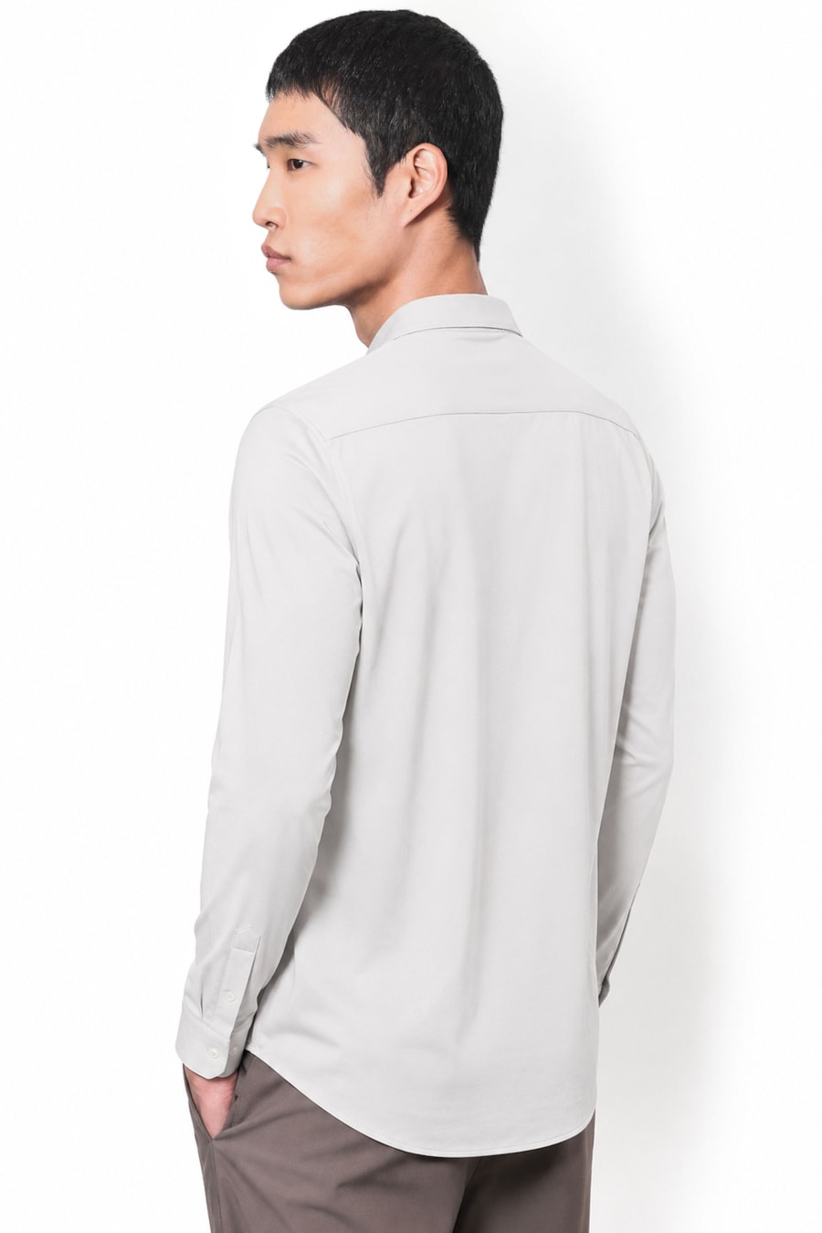 Camisa Manga Longa Flex Grid Cinza Claro — foto 4 de 5