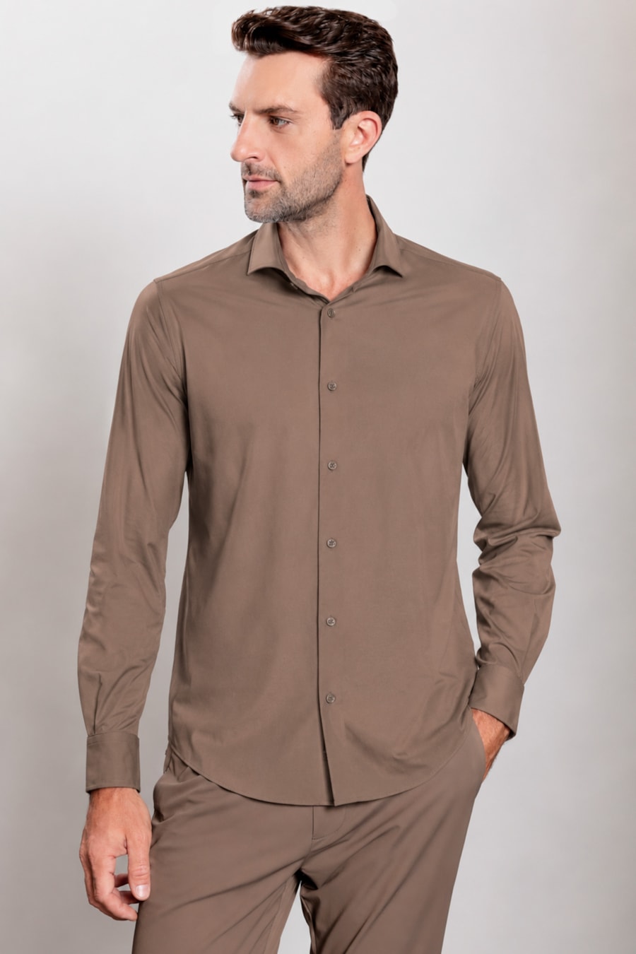 Camisa Manga Longa Flex Grid Fume — foto 1 de 5